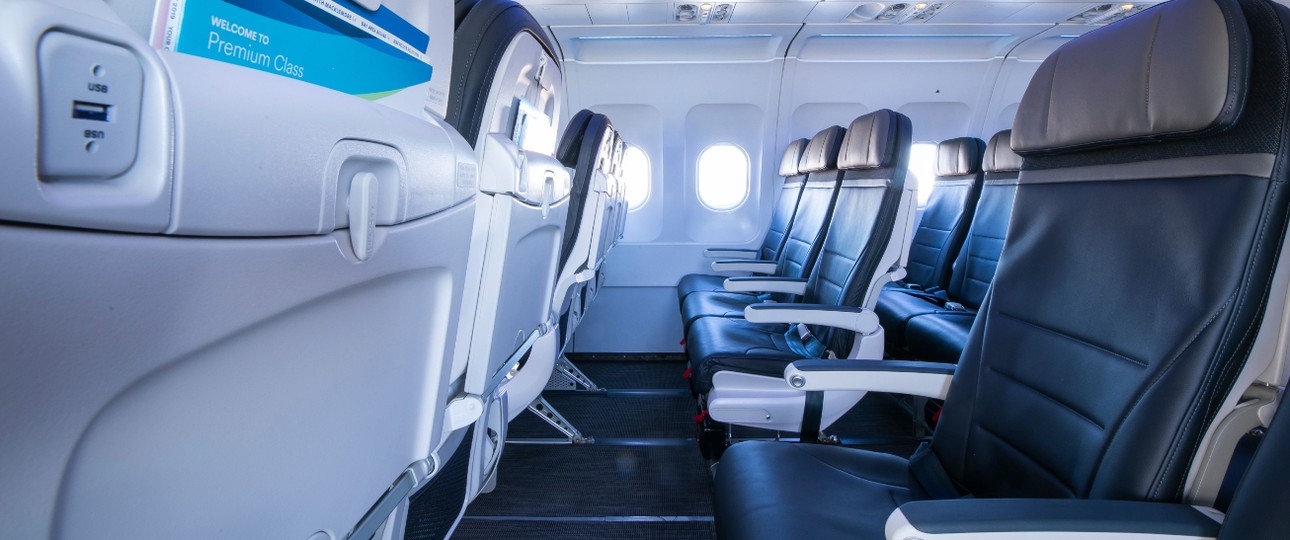 Kabine von Alaska Airlines: Bitte sitzen bleiben.