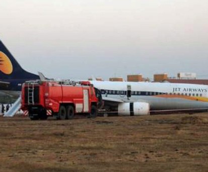Das verunglückte Flugzeug von Jet Airways.