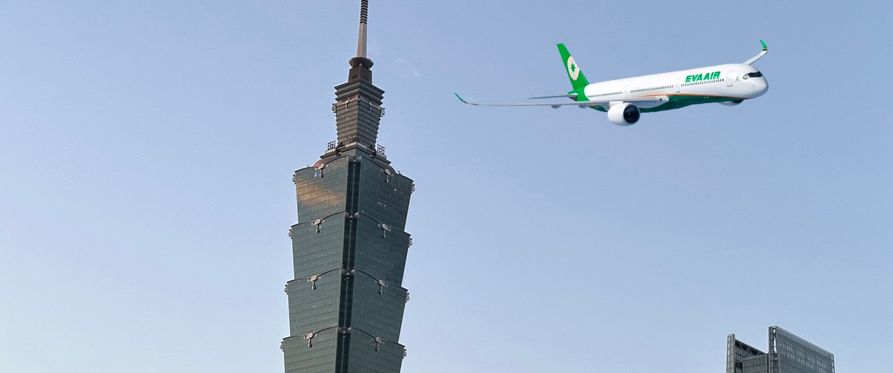 Airbus A350-1000 in der Lackierung von Eva Air: Die Fluggesellschaft hat 18 Maschinen fest bestellt.