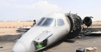 Die ausgebrannte Cessna Citation in Misrata: Betrunkene Piloten?