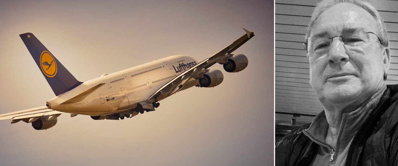 Ein Airbus A380 von Lufthansa und Jürgen Raps auf einem Bild, das er uns 2021 zukommen ließ.