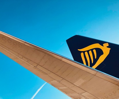 Tailfin of a Ryanair aircraft: They operate a large fleet of solely 737 aircraft
