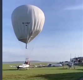 Heißluftballon: Falscher Ort für die Landung.