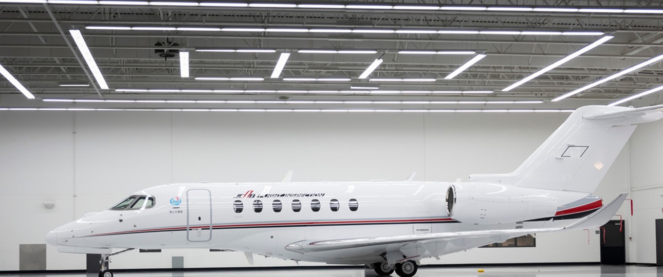 Die Cessna Citation Longitude für die japanische Luftfahrtbehörde Japan Civil Aviation Bureau JCAB.