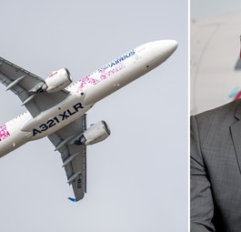 Ein Airbus A321 XLR und Eurowings-Chef Jens Bischof: Es besteht Interesse.