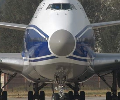 Boeing 747 von Air Bridge Cargo: Schweine an Bord.