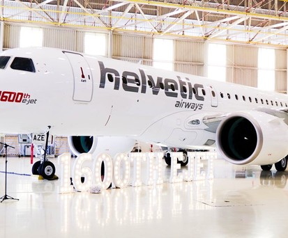 HB-AZE at the Embraer factory in São José dos Campos.