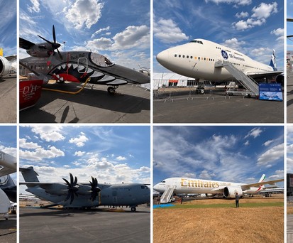 Bunte Flugzeugwelt in Farnborough: An der Messe werden Dutzende Fluggeräte gezeigt.