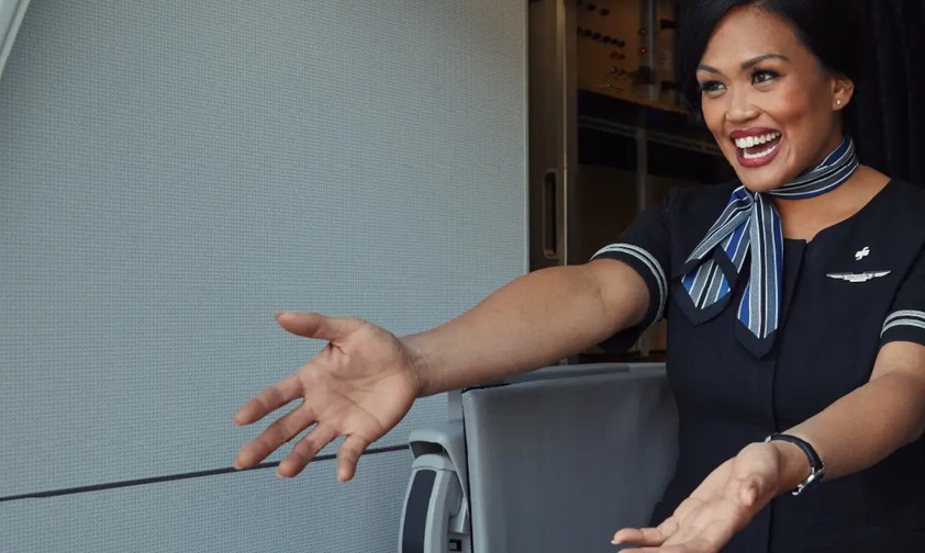 Flugbegleiterin von United Airlines: Nicht alle waren nach dem Weihnachtsmahl so happy.