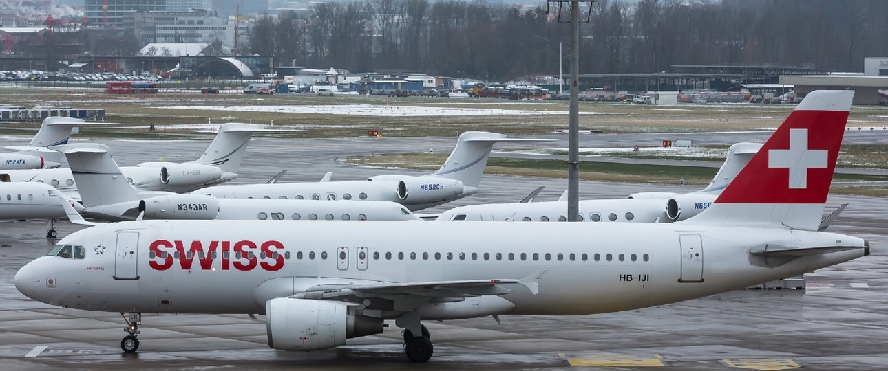 Airbus A320 von Swiss: Bleibt im Winter in der Garage.