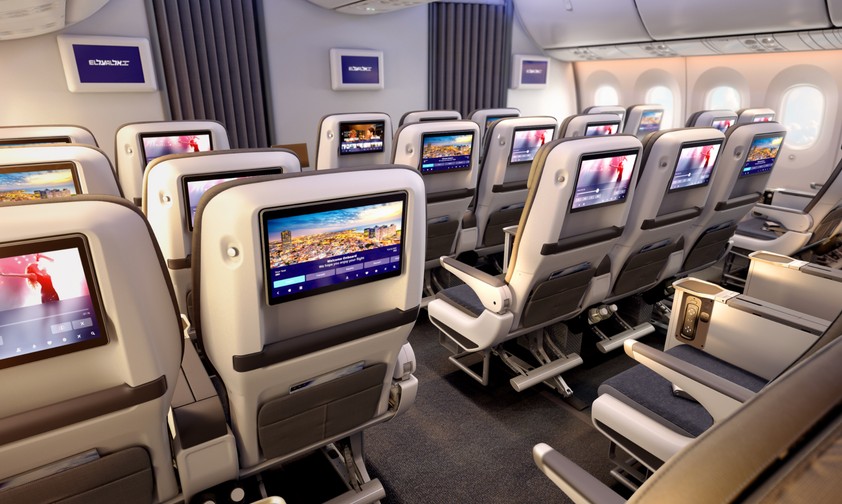 Kabine von El Al: Der Bildschirminhalt des Sitznachbarn ist im Dreamliner bald nicht mehr sichtbar.