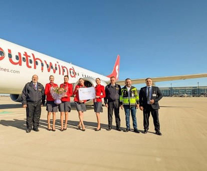 Southwind Airlines am BER: Die Airline ist mit Sonderflügen zur ITB nach Berlin gekommen.