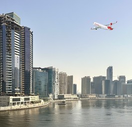 Airbus A320 Neo von Austrian Airlines über Dubai (Montage): Bald Wirkllichkeit.