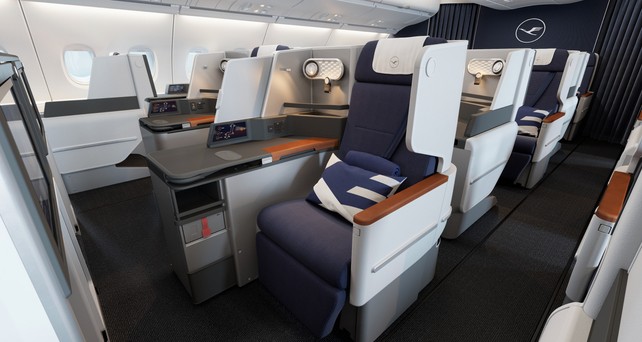 Neue Business-Sitze: So soll es bald in den Airbus A380 von Lufthansa aussehen.