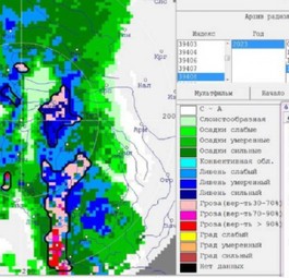 Wetterkarte: Heftige Gewitter über Sochi.