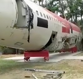 Ehepaar stellt sich Airbus A318 in den Garten