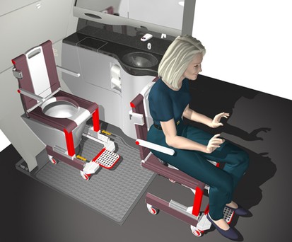 Das sind die Gewinner des Crystal Cabin Awards 2017: Die Hochschule für Angewandte Wissenschaften Hamburg siegte mit ihrem Konzept Smart Onboard Wheelchair in der Kategorie Universität. Der Rollstuhl kann dank eines speziell geformten Sitzes direkt über die Bordtoilette gerollt werden und ermöglicht es dem Passagier, unabhängig den Waschraum aufzusuchen.