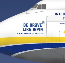 Antonov An-124 mit dem Schriftzug «Be brave like Irpin»: So soll sie aussehen.