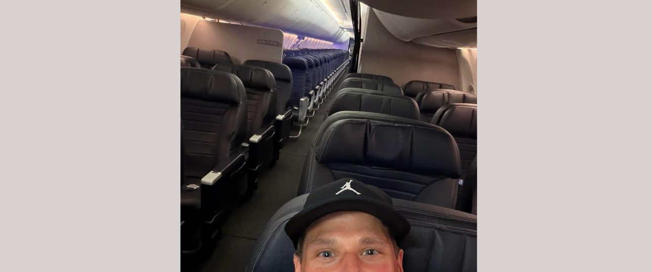 Ziemlich viel Platz: Jaykwono auf dem Flug von United Airlines.