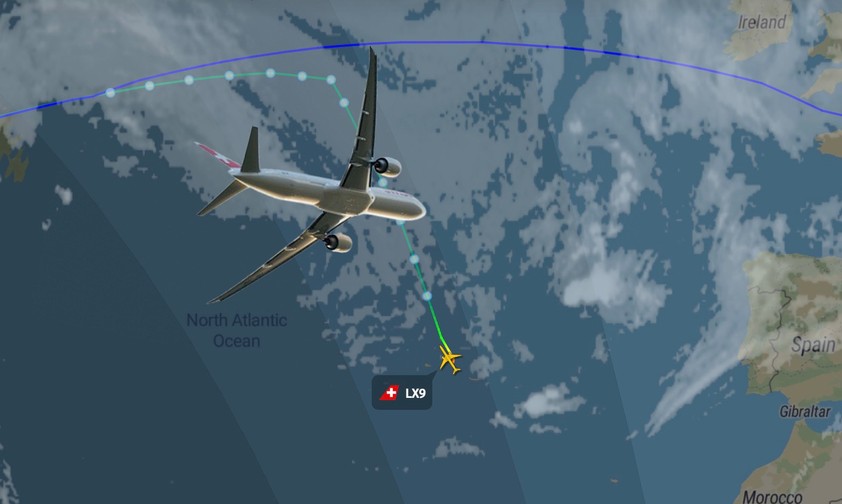 Flug LX9 von Swiss: Die Boeing 777 nahm eine ungewöhnliche Route.