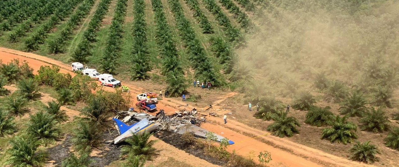 Die verunglückte HK-2494: Absturzort ist ein Feld in der Nähe von Villavicencio.