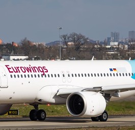 Der erste A320 Neo von Eurowings mit neuen, nicht ausfahrbaren Landelichtern.