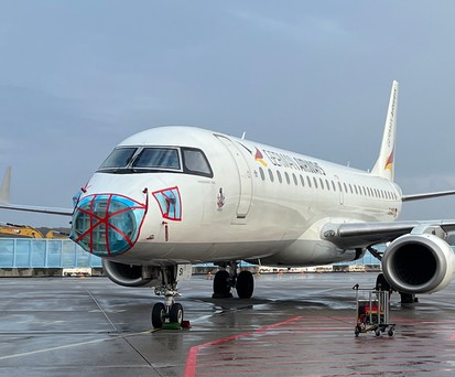 Die Embraer E190 von German Airways in Köln.