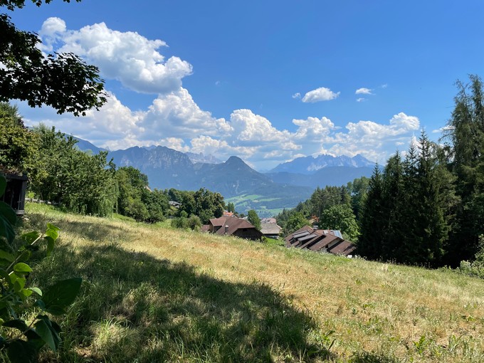 Ausblick vom Hochplateau zwischen Oberbozen und Klobenstein.