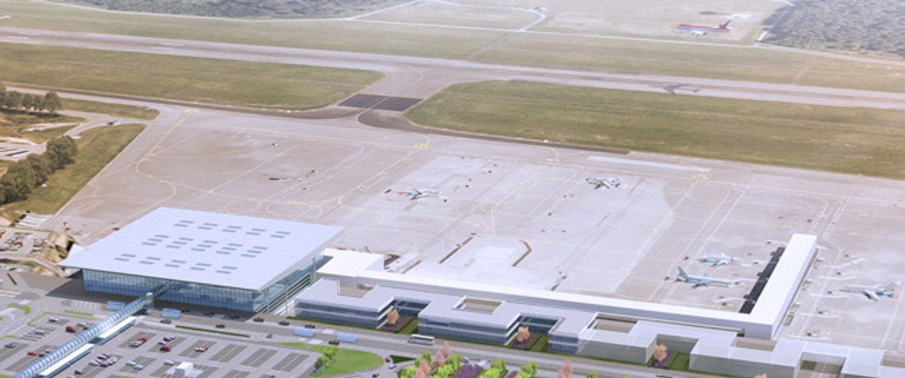 Terminal A (links) und B (rechts) des Aéroport de Luxembourg im Modell: Lange geplant, nun verwirklicht.