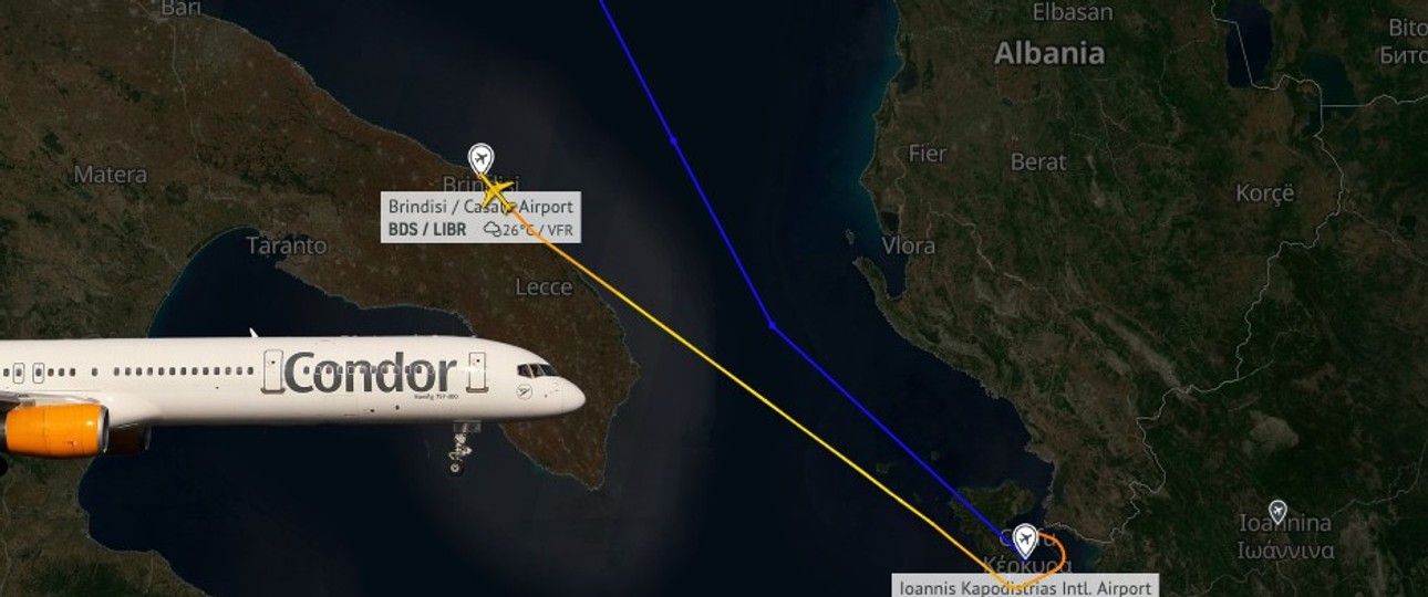 Eine Boeing 757 von Condor und der Flugverlauf: Landung in Brindisi statt Düsseldorf.