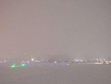 Bangor Airport am Sonntagabend: Der Wintersturm wütete auch hier.