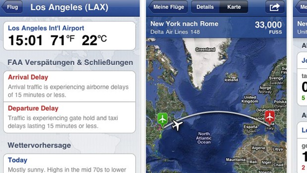 Der Klassiker: Flight Track verrät ob ein Flug pünktlich ist, welches Gate angesteuert wird und die Kontaktdaten der Airlines vor Ort. Lite-Version gratis.