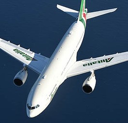 Alitalia Airbus A330: Withdrawing from Milan Malpensa Airport.