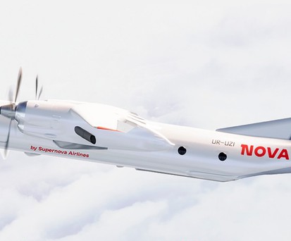 Aufpolierte Visualisierung der Antonov An-26 UR-UZI von Nova Poshta: Nicht im Dienst.