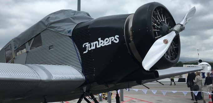 Das vielleicht erste Geschäftsreiseflugzeug der Welt, hier bei der Ebace 2019: Die Junkers F 13 feiert in diesem Jahr hundertsten Geburtstag.