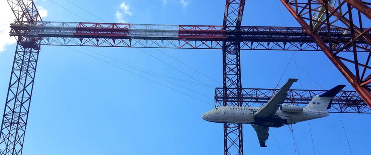 Die Fokker 28 am Versuchsstand.