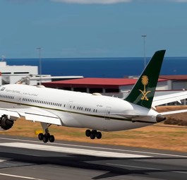 Die Landung der saudischen Boeing 787 in Funchal: Ungewöhnlicher Gast auf Madeira.
