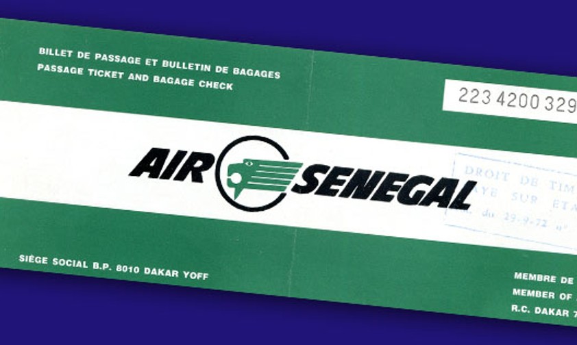 Ticket von Air Senegal von 1982: Der Name wird aus der Versenkung geholt.