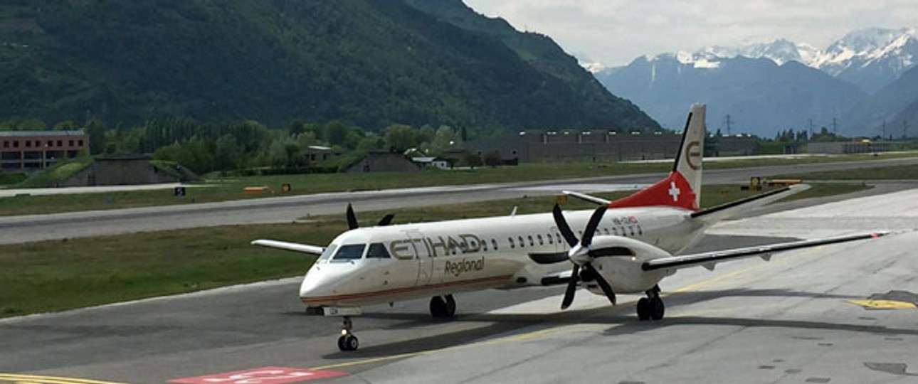 Saab 2000 von Darwin in Sion: Bald für Powdair unterwegs.
