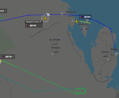 Luftraum über Katar: Flugzeuge drehten ab.