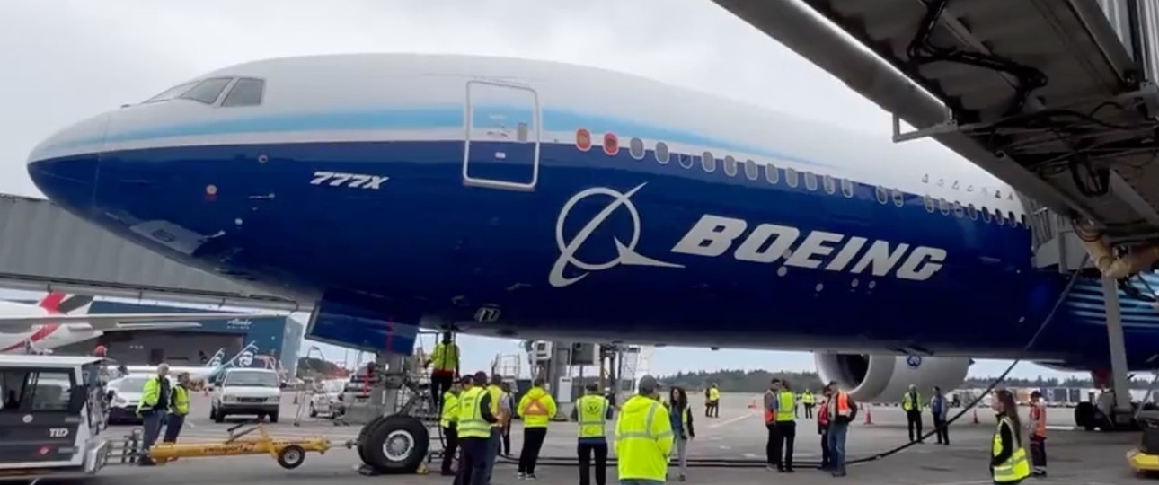 Boeing 777-9, die größere Variante der 777X: Hier ein Testflieger in Seattle/Tacoma.
