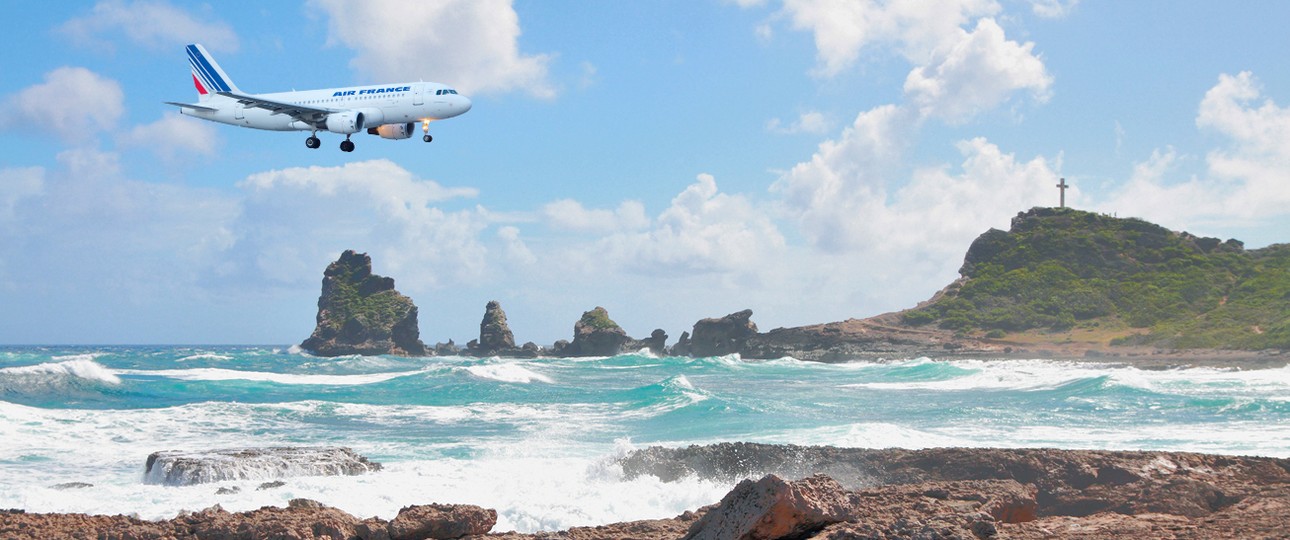 Airbus A320 von Air France über Guadeloupe: Eigenes Netz in der Karibik.