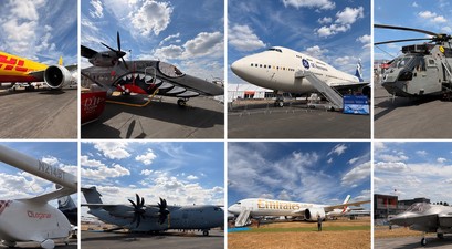 Bunte Flugzeugwelt in Farnborough: An der Messe werden Dutzende Fluggeräte gezeigt.