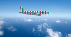 Airbus A320 von Condor in italienischen Nationalfarben (Montage): Der Ferienflieger fliegt innerhalb von Italien.