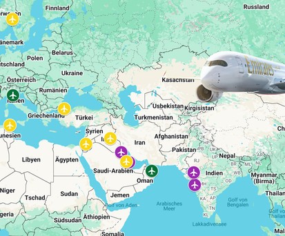 Airbus A350 von Emirates: Das sind die Ziele (interaktive Karte s.u.).