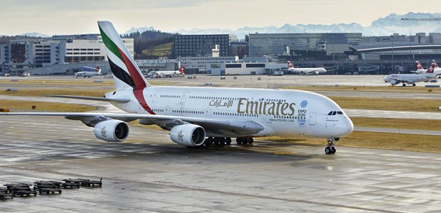 A380 von Emirates: Neu kommt er zwei Mal täglich nach Zürich.