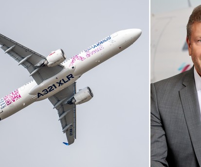Ein Airbus A321 XLR und Eurowings-Chef Jens Bischof: Es besteht Interesse.
