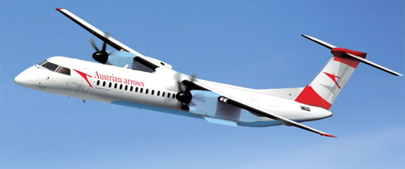 Dash 8-400 von Austrian Airlines: Panne bei Landung.