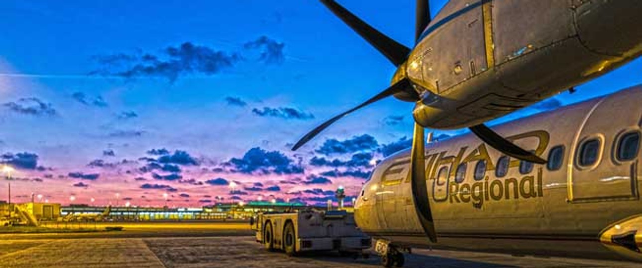 ATR 72 von Etihad Regional in Rom: Von der italienischen Hauptstadt fliegen die Schweizer für Alitalia unter anderem nach Ancona.