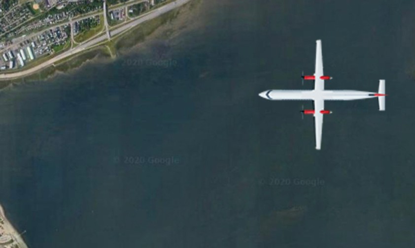 De Havilland Canada Dash 8 über dem Sankt-Lorenz-Strom: Die neue Fluglinie will Kommunen in Québec verbinden.